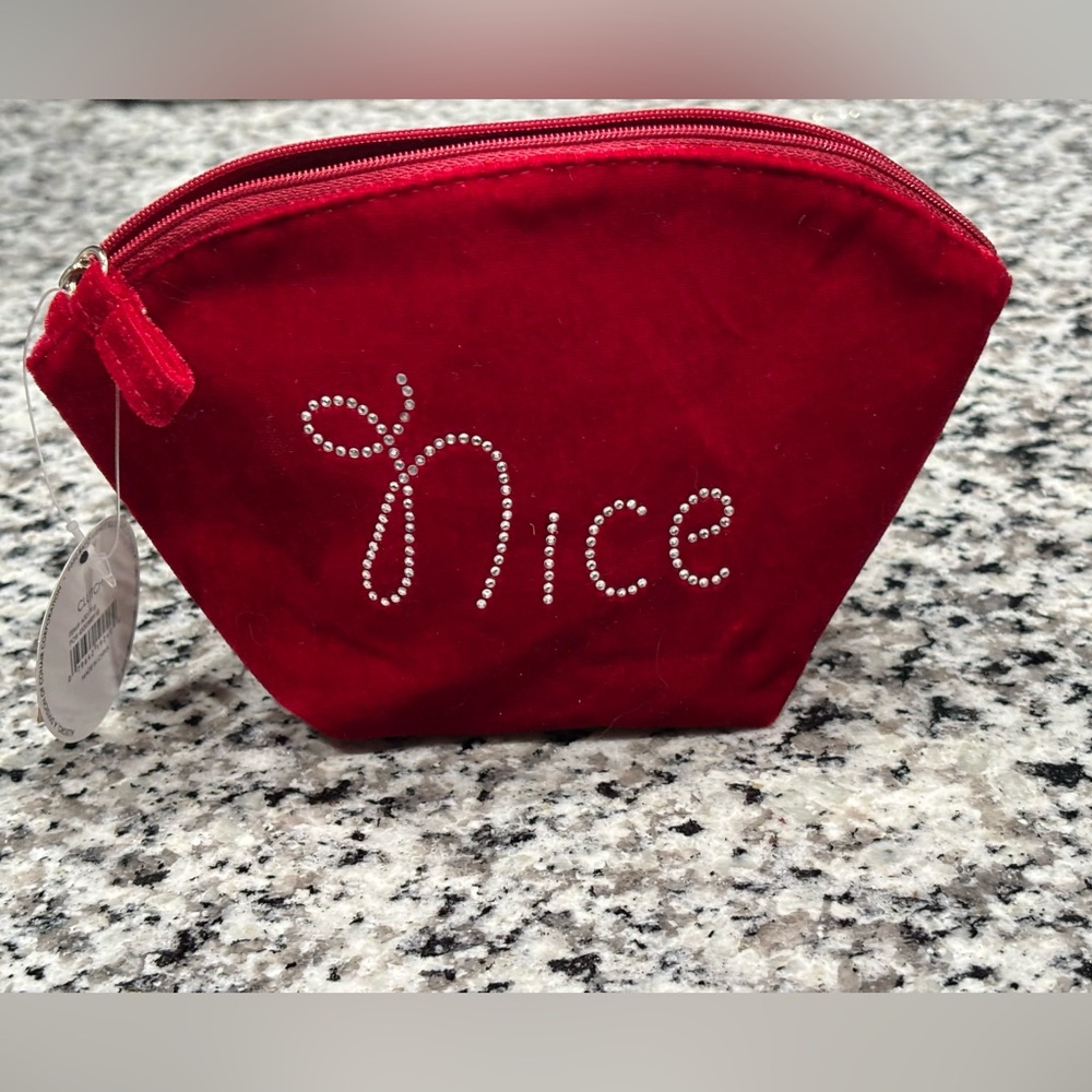Red Velvet Pouch with Rhinestone Design - Picture 2 of 7